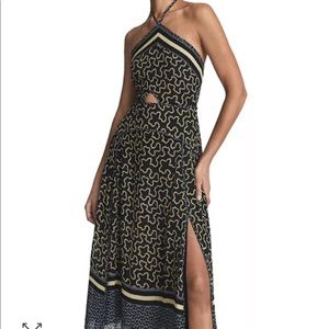 REISS DRESS Alexandria Cutout Detail Halter Neck Midi Dress